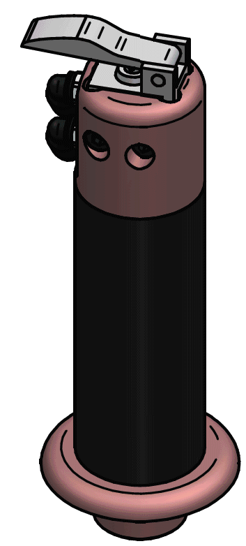 Handle with pneumatic push button